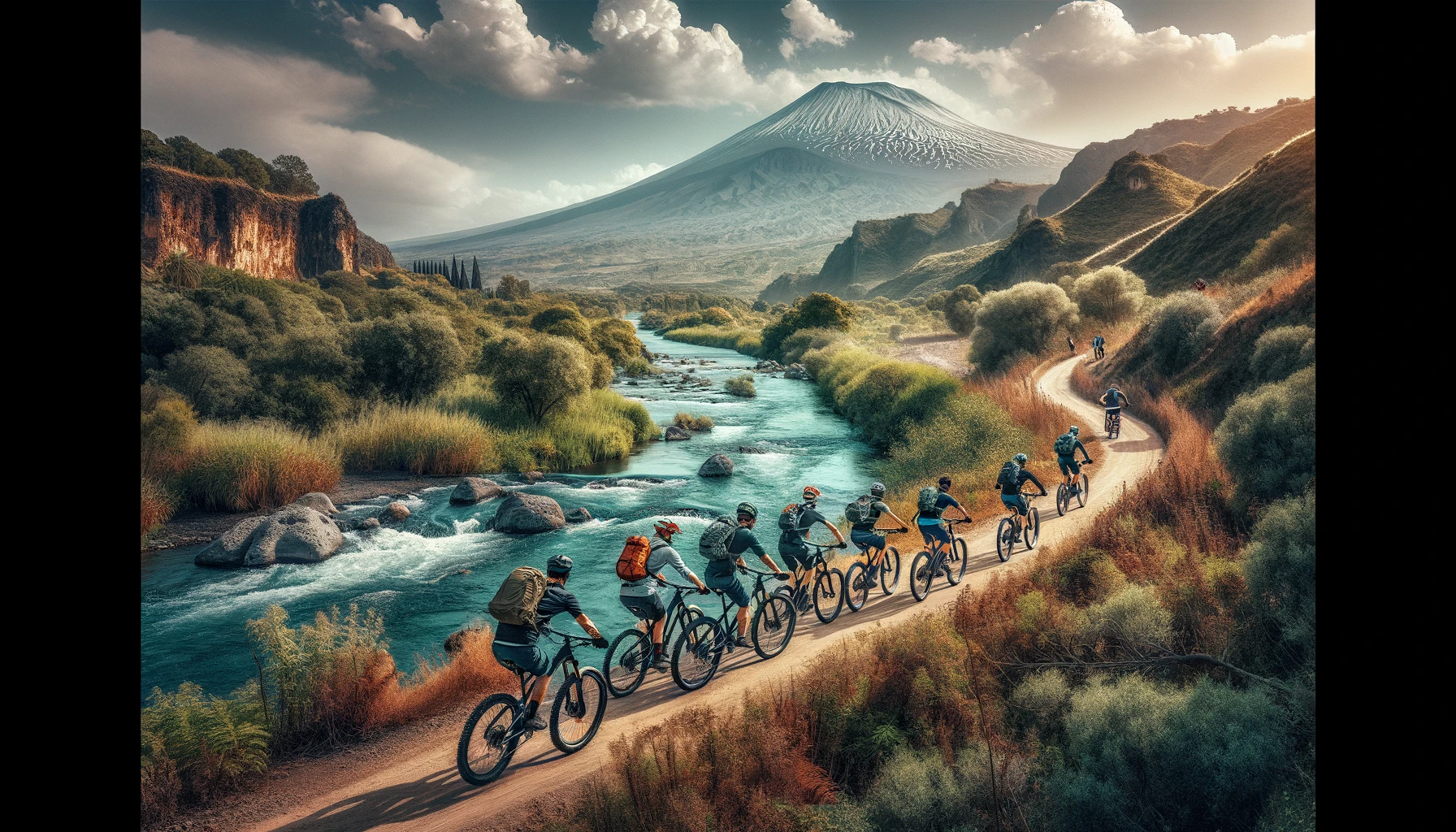 tour privado en bicicleta de montaña a orillas del río simeto